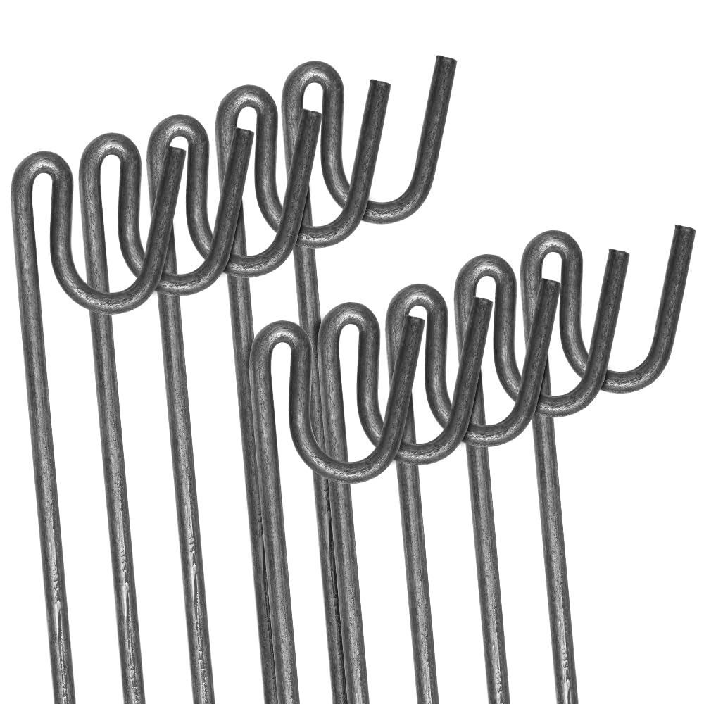 ANSIO Steel Fencing Pins 10 Pack, 1.2m long, 8mm thick, pack of 10, shepherd's crook head