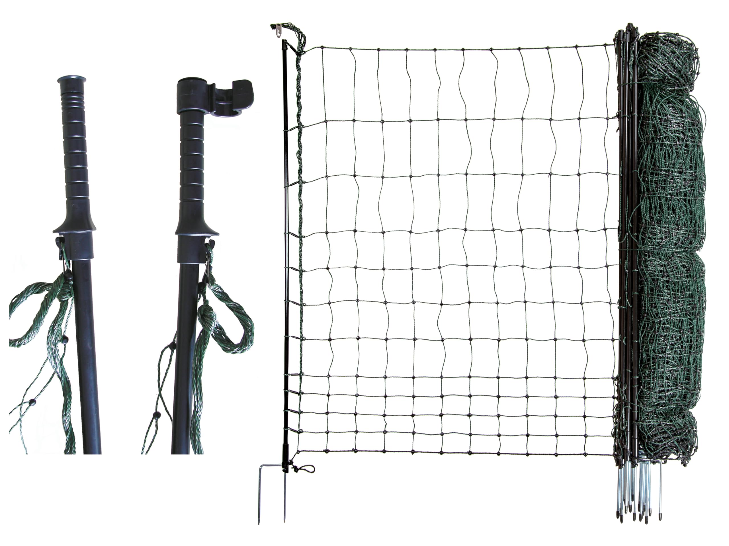 Hotline Electric Poultry Netting and Hot Gate, 50m long x 120cm extra-tall, built-in hot gate, double-spike posts